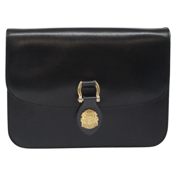 CELINE Shoulder Bag Leather Black Gold - Picture 2 of 12